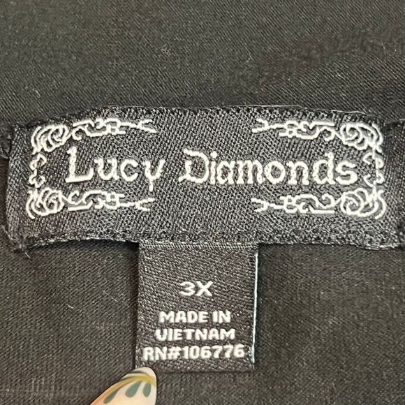 Lucky Diamond Cardigan Womens 3X Black Open Front Asymmetrical Relaxed Duster - Picture 5 of 10